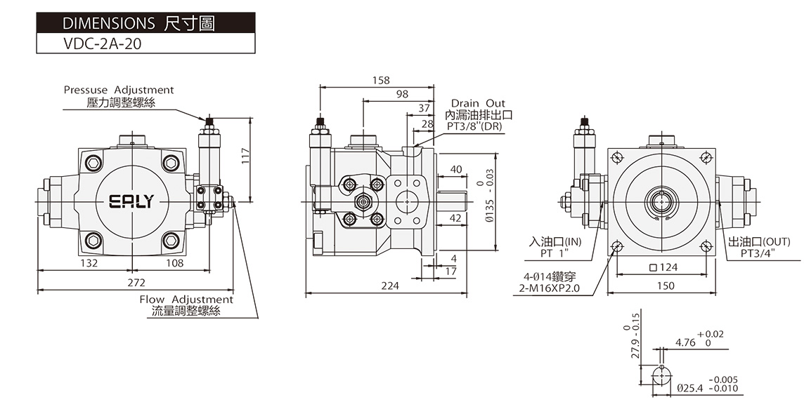 High-Pressure Variable Pump VDC-1A ( 2A ) Dimensions